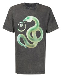 Clot Snake Print Acid Wash T Shirt