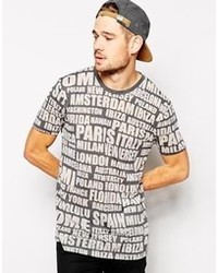 Asos T Shirt With Burn Out Typo Print And Skater Fit