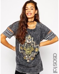 Asos Tall Acid Wash T Shirt With Solstice Print