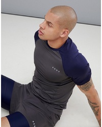 ASOS 4505 Training Muscle T Shirt With Contrast Raglan And Quick Drynavy