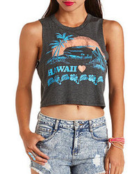 Charlotte Russe Hawaii Love Graphic Cropped Muscle Tee