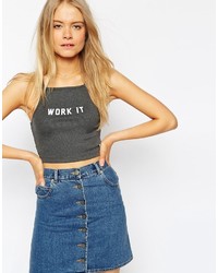 Asos Collection Crop Top With Work It Print