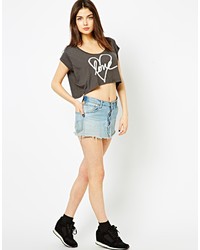 Illustrated People Spray Heart Wide Crop Top