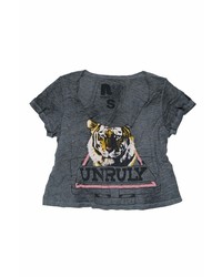 Rebel Yell Unruly Cropped Tee In Heather Gray