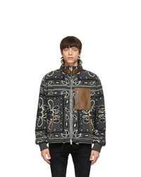 Charcoal Print Fleece Zip Sweater