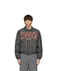 Moschino Black Insulated Pinstripe Windbreaker Jacket