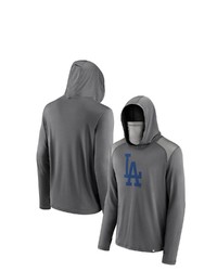 FANATICS Branded Gray Los Angeles Dodgers Rally On Transitional Haven Pullover Hoodie With Face Covering