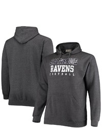 FANATICS Branded Heathered Charcoal Baltimore Ravens Big Tall Practice Pullover Hoodie