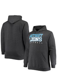 FANATICS Branded Heathered Charcoal Detroit Lions Big Tall Practice Pullover Hoodie