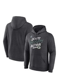 FANATICS Branded Heathered Charcoal Green Bay Packers 2021 Nfl Playoffs Bound Lights Action Pullover Hoodie In Heather Charcoal At Nordstrom