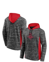 FANATICS Branded Heathered Charcoal Houston Rockets Instant Replay Colorblocked Pullover Hoodie