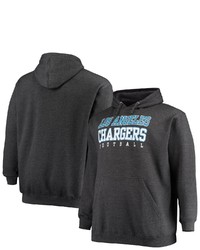FANATICS Branded Heathered Charcoal Los Angeles Chargers Big Tall Practice Pullover Hoodie