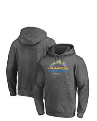 FANATICS Branded Heathered Charcoal Los Angeles Chargers Logo Team Lockup Pullover Hoodie