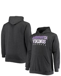 FANATICS Branded Heathered Charcoal Minnesota Vikings Big Tall Practice Pullover Hoodie