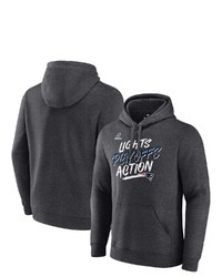 FANATICS Branded Heathered Charcoal New England Patriots 2021 Nfl Playoffs Bound Lights Action Pullover Hoodie In Heather Charcoal At