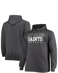 FANATICS Branded Heathered Charcoal New Orleans Saints Big Tall Practice Pullover Hoodie
