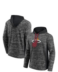 FANATICS Branded Heathered Charcoalblack Miami Heat Instant Replay Colorblocked Pullover Hoodie