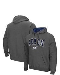 Colosseum Charcoal Akron Zips Arch And Logo Pullover Hoodie
