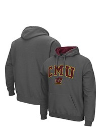 Colosseum Charcoal Cent Michigan Chippewas Arch And Logo Pullover Hoodie