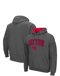 Colosseum Charcoal Dayton Flyers Arch And Logo Pullover Hoodie