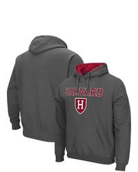 Colosseum Charcoal Harvard Crimson Arch And Logo Pullover Hoodie