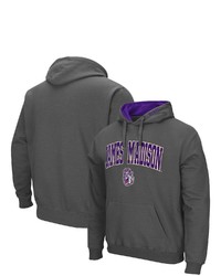 Colosseum Charcoal James Madison Dukes Arch And Logo Pullover Hoodie