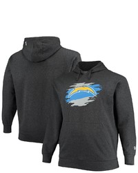 New Era Charcoal Los Angeles Chargers Big Tall Primary Logo Pullover Hoodie