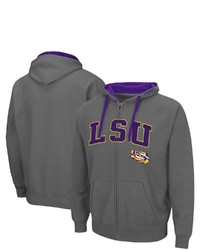 Colosseum Charcoal Lsu Tigers Arch Logo 20 Full Zip Hoodie