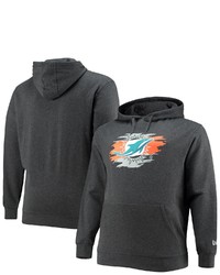 New Era Charcoal Miami Dolphins Big Tall Primary Logo Pullover Hoodie