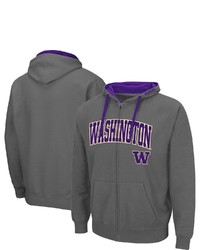 Colosseum Charcoal Washington Huskies Arch Logo 20 Full Zip Hoodie