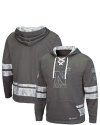 Colosseum Gray Navy Mid Oht Military Appreciation Lace Up Pullover Hoodie