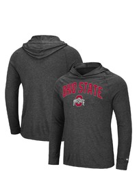 Colosseum Heathered Charcoal Ohio State Buckeyes Big Tall Wingman Raglan Long Sleeve Hoodie T Shirt In Heather Charcoal At Nordstrom