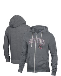 Alternative Apparel Heathered Gray Ohio State Buckeyes Rocky Tri Blend Full Zip Hoodie In Heather Gray At Nordstrom