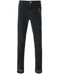 RtA Cross Print Detail Slim Fit Jeans