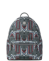 Charcoal Print Leather Backpack