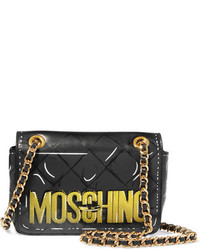 Moschino Printed Leather Shoulder Bag Dark Gray
