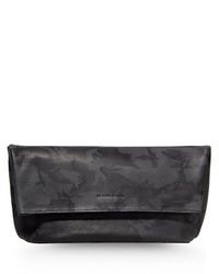 Charcoal Print Leather Clutch