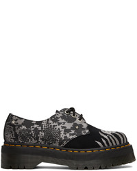 Charcoal Print Leather Derby Shoes