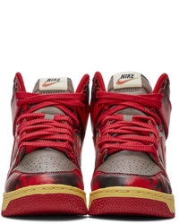 Nike Red Grey Dunk 1985 Hi Sneakers