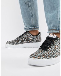 Charcoal Print Leather Low Top Sneakers