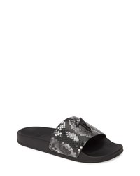 Charcoal Print Leather Sandals