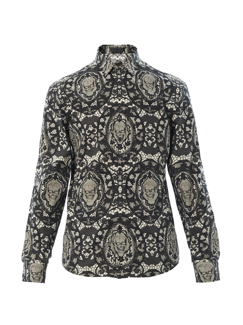 Alexander McQueen Lace Skull Print Shirt, $779 | MATCHESFASHION.COM ...
