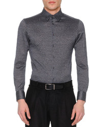 Giorgio Armani Melange Dot Print Long Sleeve Shirt Charcoal