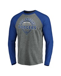 FANATICS Branded Grayroyal Los Angeles Dodgers True Classics Outfield Arc Raglan Long Sleeve T Shirt