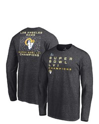 FANATICS Branded Heathered Charcoal Los Angeles Rams Super Bowl Lvi Champions Roster Signature Long Sleeve T Shirt In Heather Charcoal At
