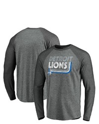 FANATICS Branded Heathered Grayheathered Charcoal Detroit Lions Vintage On The Ropes Raglan Tri Blend Long Sleeve T Shirt