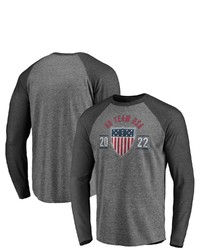 FANATICS Branded Heathered Grayheathered Charcoal Team Usa 2022 Winter Olympics Old School Raglan Long Sleeve T Shirt