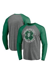 FANATICS Branded Heathered Graykelly Green San Francisco Giants Celtic Raglan Long Sleeve T Shirt