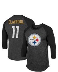 Majestic Threads Fanatics Branded Chase Claypool Black Pittsburgh Ers Team Player Name Number Tri Blend Raglan 34 Sleeve T Shirt