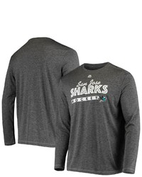 Majestic Heathered Charcoal San Jose Sharks Crash Net Cool Base Long Sleeve T Shirt In Heather Charcoal At Nordstrom